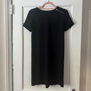 ZARA Black Mini Dress with Short Sleeves Pleated Back Size XS
